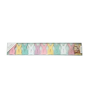 Rae Dunn Happy Easter Bunny Garland - Pastel Wood Decor 45"